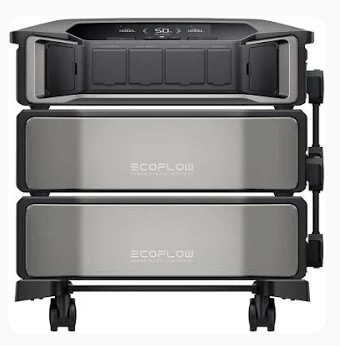 EcoFlow DELTA Pro Ultra inverter stacked on two batteries — a sample Silent Power Co. setup