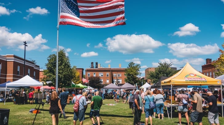 Live music at an outdoor community farmers market event